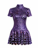 Violet | Women's High Neck Sequin Mini Dress