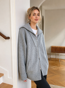 Violeta | Women's High Collar Long Sleeve Oversized Zip Cardigan