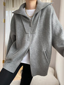 Violeta | Women's High Collar Long Sleeve Oversized Zip Cardigan