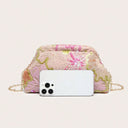 Wanda | Women’s Floral Embroidered Sequin Chain Shoulder Bag