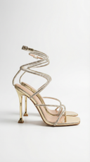 Williams | Women’s Rhinestone Wrap Strap Heeled Sandals