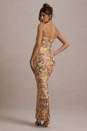 Winter | Women's Spaghetti Strap Floral Sequin Maxi Festive Party Dress