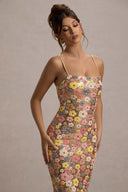 Winter | Women's Spaghetti Strap Floral Sequin Maxi Festive Party Dress