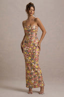 Winter | Women's Spaghetti Strap Floral Sequin Maxi Festive Party Dress