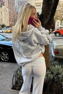 Ximena | Women's Sequin Hooded Long Sleeve Drop Shoulder Graphic Hoodie