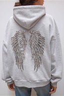 Ximena | Women's Sequin Hooded Long Sleeve Drop Shoulder Graphic Hoodie
