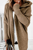 Yasmin | Women's Hooded Open Front Long Knit Cardigan