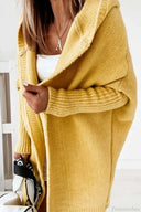 Yasmin | Women's Hooded Open Front Long Knit Cardigan