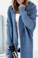 Yasmin | Women's Hooded Open Front Long Knit Cardigan