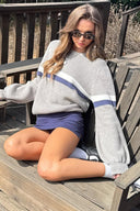 Yseult | Women's Crew Neck Long Sleeve Contrast Stripe Ribbed Knit Sweater