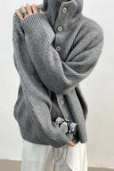 Yvette | Women's Ribbed Knit High Neck Button Front Cardigan