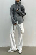 Yvette | Women's Ribbed Knit High Neck Button Front Cardigan