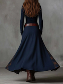 Yvonne | Women's V Neck Long Sleeve Button Front Belted Pocket Midi Dress