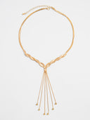 Zaylee | Women's Twisted Y Braided Chain Long Tassel Drop Multi Strand Necklace