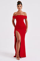 Zelda | Women's Ruched Bodice Side Draped Maxi Autumn Festive Party Dress