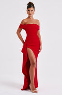 Zelda | Women's Ruched Bodice Side Draped Maxi Autumn Festive Party Dress