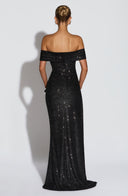 Zelda | Women's Ruched Bodice Side Draped Maxi Autumn Festive Party Dress