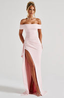 Zelda | Women's Ruched Bodice Side Draped Maxi Autumn Festive Party Dress