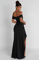 Zelda | Women's Ruched Bodice Side Draped Maxi Autumn Festive Party Dress