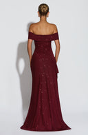 Zelda | Women's Ruched Bodice Side Draped Maxi Autumn Festive Party Dress