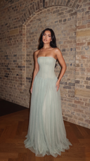 Zephyr | Women's Layered Strapless Corset Maxi Autumn Wedding Guest Dress