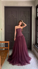 Zephyr | Women's Layered Strapless Corset Maxi Autumn Wedding Guest Dress