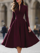 Zinnia | Women's Long Sleeve Fitted Waist Swing Midi Dress