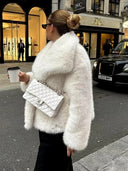 Zosia | Women's Oversized Shawl Collar Long Sleeve Open Front Plush Winter Coat