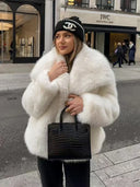Zosia | Women's Oversized Shawl Collar Long Sleeve Open Front Plush Winter Coat