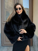 Zosia | Women's Oversized Shawl Collar Long Sleeve Open Front Plush Winter Coat
