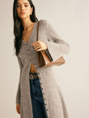 Zuri | Women's V-Neck Longline Knit Long Sleeve Cardigan