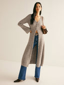 Zuri | Women's V-Neck Longline Knit Long Sleeve Cardigan
