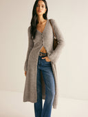 Zuri | Women's V-Neck Longline Knit Long Sleeve Cardigan