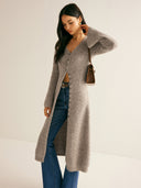 Zuri | Women's V-Neck Longline Knit Long Sleeve Cardigan