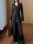 Zuri | Women's V-Neck Longline Knit Long Sleeve Cardigan