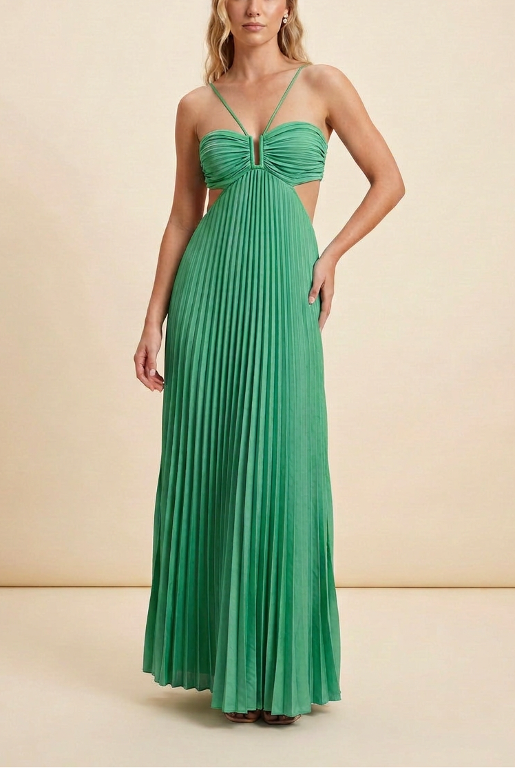 luella pleated dress This Luella pleated maxi dress from @foschinisa has us in a chokehold. New green color added, ., ., #reels #viral #homedecor #interiordesign #home #interior #decor #design #homedesign #homesweethome