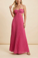 Luella | Women's Halter Pleated Maxi Prom Dress