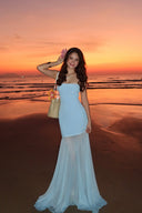 Melody | Women's Strapless Maxi Dress with Mesh Bottom