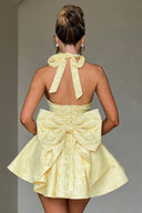 Bryleigh | Women's Sleeveless Halter Ribbon Mini Prom Dress