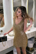 Celine | Women's Sleeveless Glitter Fringes Mini Party Dress