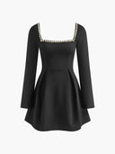Frankie | Women's Longsleeve Mini Party Dress with Pearl Details