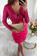 Harlow | Women's Sequin Mini Party Dress with Long Sleeves