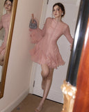 Mandy | Women's Mini Dress with Ruched Hem and Long Sleeves