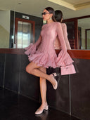 Mandy | Women's Dress with Ruched Hem and Long Sleeves