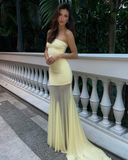 Melody | Women's Strapless Maxi Dress with Mesh Bottom