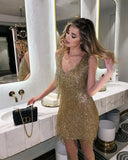 Celine | Women's Glitter Fringes Mini Dress