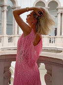 Celine | Women's Glitter Fringes Mini Dress