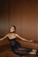 Gigi | Women's Strapless Glitter Mesh Maxi Dress