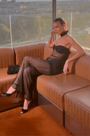 Gigi | Women's Strapless Glitter Mesh Maxi Dress