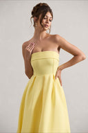 Mikayla | Women's Foldover Neck Strapless Pleated Midi Evening Party Dress